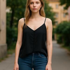 Madewell Minimalist Silk Black Tank Top Blouse M